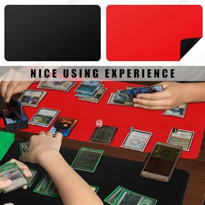 Ecally 4 Pcs Card Game Mats 24 x 14 Inch Playmat Table Smooth Playing Card Mat for TCG, Gameplay (Red,Black) - color: Red