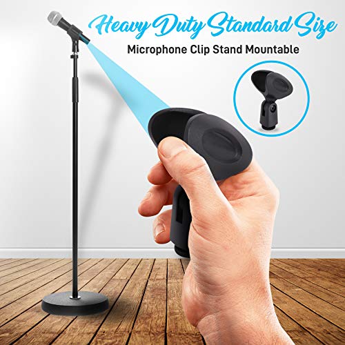 Professional Handheld Dynamic Microphone Kit - Unidirectional Vocal Wired Microphone w/Carry Bag, Metal Mic Stand, Holder/Clip & 16.4ft XLR Audio Cable to 1/4'' Audio Connection - Pyle (Charcoal) - color: Charcoal