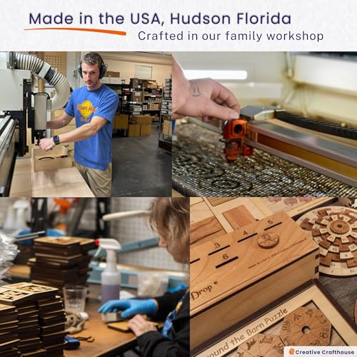 Creative Crafthouse Outback Puzzle, Stewart Coffin Wood Brain Teaser, Hard | A packing design numbered 222. Five cherry and maple pieces have just one known solution, a tough desk challenge, made in USA - style: Brain teaser