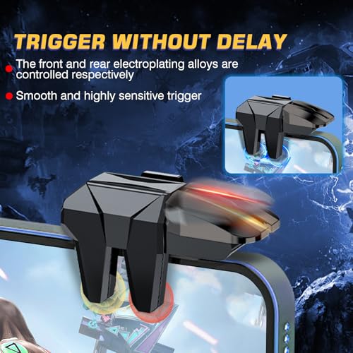 EasEasy PUBG Game Trigger, Mobile Phone Controller Compatible for PUBG/Rules of Survival/Knives Out, 6 Fingers Trigger with Sensitive Aim&Shoot Smartphone Joystick for iPhone & Android-Black+Gun - color: Black+Gun