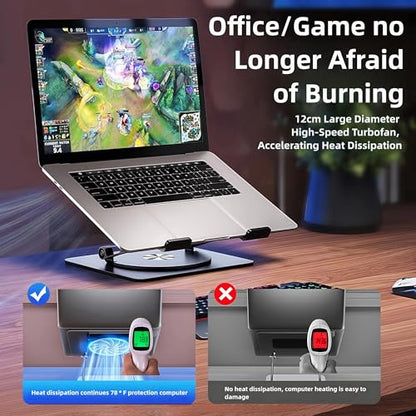 Laptop Stand with Cooling Fan，360°Rotatable Framework，Ergonomic Adjustable Riser for 10-17'' Gaming/Binge-Watching/Office Use - Silver - size: Extra Large