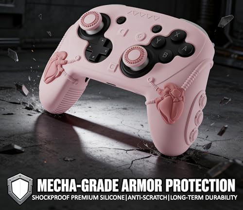 Steelheart Mecha Controller Cover, Non-Slip Soft Silicone Skin for Nintendo Switch 2 Pro, with Thumb Grips (Blush Pink) - color: Blush Pink
