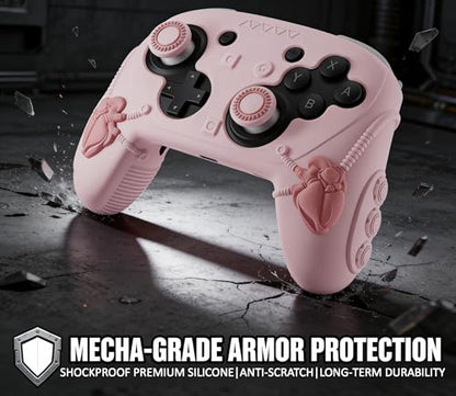 Steelheart Mecha Controller Cover, Non-Slip Soft Silicone Skin for Nintendo Switch 2 Pro, with Thumb Grips (Blush Pink) - color: Blush Pink