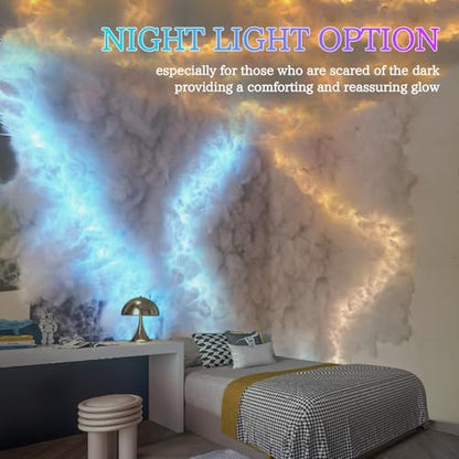 3D Thundercloud Ceiling LED Light, RGB Cloud Light,11.5FT | Cotton DIY cloud light with RGB lightning. Creates a vibrant atmosphere for gaming rooms, parties, clubs, and DJ bars. - size: 11.5FT