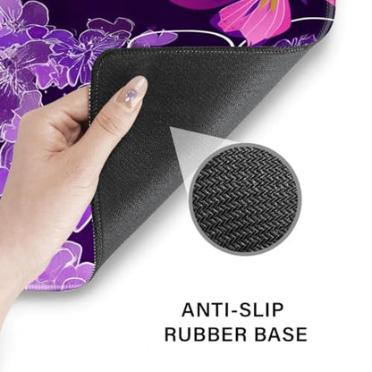 Desk Pad and Keyboard Wrist Rest, Large Mouse Pad + Keyboard Pad+Mouse Wrist Support, Non-Slip Desk Mat Protector for Office, Home 31.5×11.8 Inches Purple Butterfly - color: Butterfly