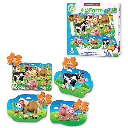 The Learning Journey: My First Puzzle Sets 4-In-A-Box Farm – Farm-Themed Puzzle Sets - Educational Toddler Toys & Activities for Children Ages 2-5 - style: Farm