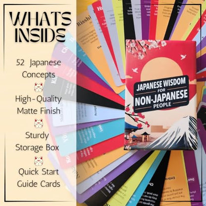 Japanese Wisdom Card Deck – 52 Mindfulness Cards with Humor | Ikigai, Zen & Philosophy for Daily Reflection, Gift for Colleagues & Friends