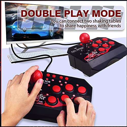 Fight Stick, Wired Joystick Features a Spherical Metal Joystick and 6 Round Control Buttons, Wired Joystick Games Accessories, Play All Types of Games