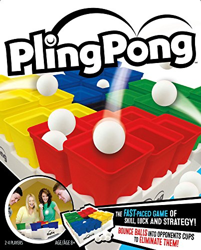 Buffalo Games PlingPong Plinko Bounce Board, 2-4 Players, Family Game Night | Team Play & Speed Rounds, 25 Cups, 9 Balls, 4 Trays & Instructions, Portable Indoors or Outdoors, Party Games for Adults