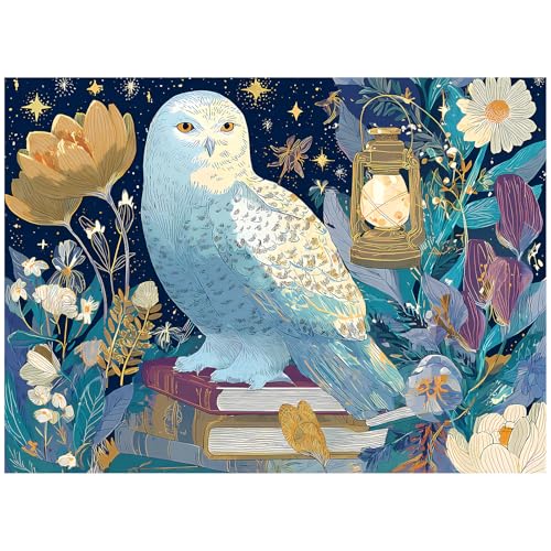 Owl Puzzle for Adults 500 Pieces, Mystical Night Owl Jigsaw Puzzle with Flowers & Lantern, Fantasy Animal Puzzles for Seniors Teens, Relaxing Easy Puzzles, Unique Art Family Game Great Gift Idea - style: Owl Puzzle