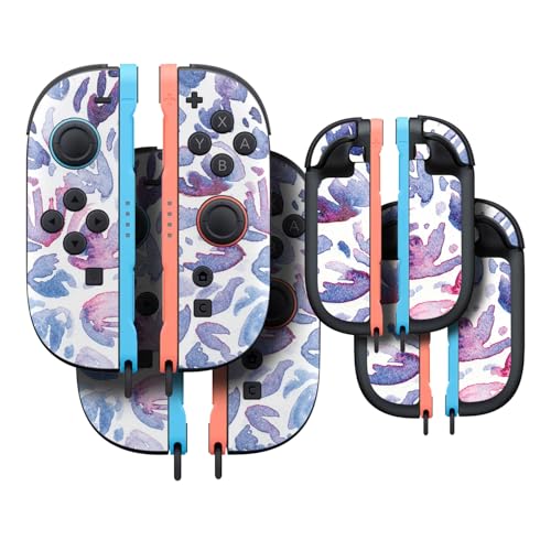 Glossy Glitter Gaming Skin Compatible with Nintendo Switch 2 Joy-Con Controller 2 Pack - Blue Petals - Premium 3M Vinyl Protective Wrap Decal Cover - Easy to Apply | Crafted in The USA by MightySkins - color: Blue Petals, size: 2 Pack of Joy-Con Skins, st