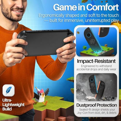 TNP JoyCon 2 Case Cover for Nintendo Switch 2 2025 - Soft Anti-Slip Silicone Protective Skin with Thumb Grip Caps Compatible with Nintendo Switch 2 Joy-Con 2 Controllers, 2 Pack (Black) - color: Black