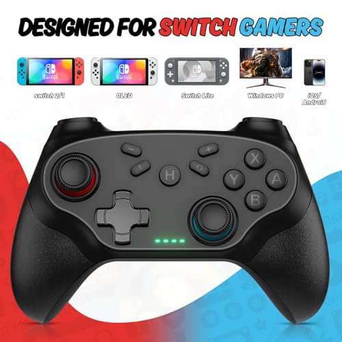 Nonbliep 2 Pack Wireless Controller for Nintendo Switch 2/1 Lite/OLED and PC, with Bluetooth, Turbo, Gyro Axis, Dual Vibration, and Screenshot, Compatible with Steam and Switch 2/1 - color: 2-pack black