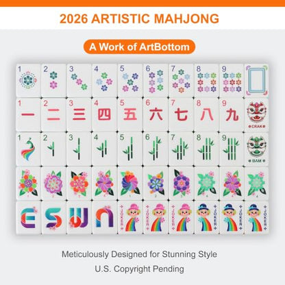 American Mahjong Tile Set - 168 Engrave Mah jongg Tiles Game Sets 1.2-inch Complete Cute Mah Jong, Beautiful Pretty 1.2” Majong Only, Mahjongg with Bag and Dice Accessories (Orange) - color: Orange - 2