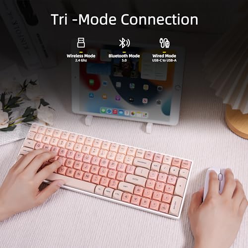ZORNHER ZH100 Foundation Mechanical Keyboard,98% Pink Creamy Keyboard with Number Pad,Full Size Gaming Keyboard Cute,Jelly MOA Profile Round Keycaps,Creamy Sounding Linear Switches,PC Gaming - color: Foundation, size: Creamy Switch