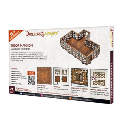 Dungeons & Lasers: Tudor Mansion Miniature Terrain Set – Unpainted by Archon Studios - Compatible with DND and Other Tabletop RPG Games