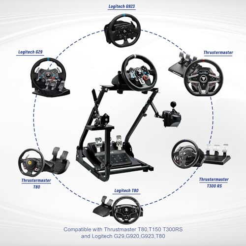 Mokapit Racing Wheel Stand Fit for Logitech/Thrustmaster/PXN G25 G27 G29 G920 T300RS T500RS Foldable Adjustable Steering Wheel Stand without Steering Wheel Pedal Handbrake