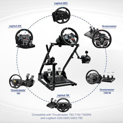 Mokapit Racing Wheel Stand Fit for Logitech/Thrustmaster/PXN G25 G27 G29 G920 T300RS T500RS Foldable Adjustable Steering Wheel Stand without Steering Wheel Pedal Handbrake