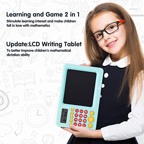 Math Games for Kids Ages 5 6 7 8, LCD Writing Tablet for Kids Educational Math Learning Games, Birthday Gifts for Boys Girls (Blue) - color: Math Writing Tablet