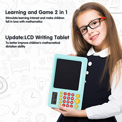 Math Games for Kids Ages 5 6 7 8, LCD Writing Tablet for Kids Educational Math Learning Games, Birthday Gifts for Boys Girls (Blue) - color: Math Writing Tablet