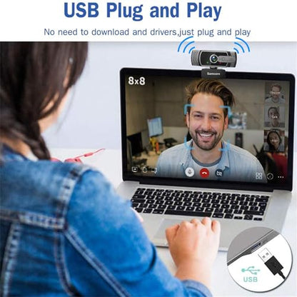Webcam with Microphone for Desktop,1080P HD USB Webcam Live Streaming Laptop PC Computer Web Camera for Video Calling Conferencing Recording Gaming, AutoFocus 3D Noise Reduction