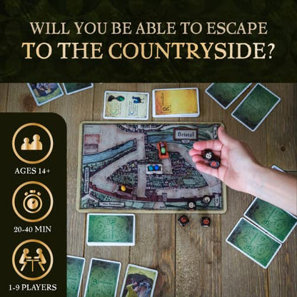 Facade Games Bristol 1350 Board Game, Strategy & Deceit for 1-9 Players | Ages 14 and Up, Solo & Party Play, Social Deduction Game, 9 Character Cards & Custom Dice - style: Bristol 1350