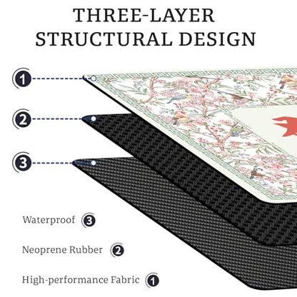 Birds Mahjong Table Mat, Flowers Non-Slip Noise Reduction Mah Jong Mat with Carrying Bag, Game Table Cover for Mahjongs Poker Card, Festival Birthday Gift for Mahjong Lovers, 31x 31In - color: Birdflower
