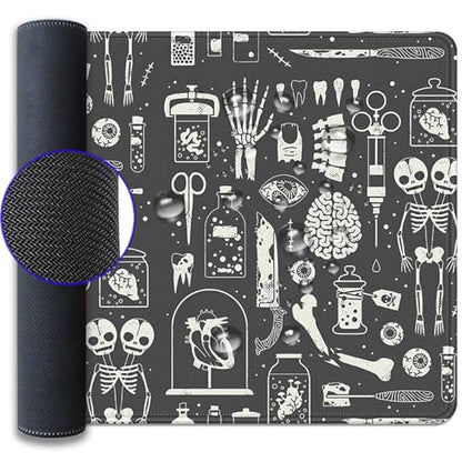 Human Skeleton Medical Mouse Pad,Large X Ray Mousepad Desk Pad with Stitched Edges,Non-Slip Waterproof Rubber Base Mouse Mat for Office Computer Keyboard Laptop Home 27.5x11.8 in - color: X-Rays