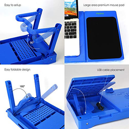 Moclever Laptop Table for Bed-Multi-Functional Laptop Bed Table Tray with Internal Cooling Fan & 2 Independent Laptop Stands-Foldable & 3 Different Height Laptop Desk-LED Lamp-4 Port USB