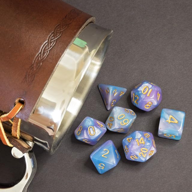 Sage’s Portal Stones DND Dice Set Acrylic Opaque 7-PC Polyhedral DND Dice Set for Dungeons and Dragons D&D Sage’s Cantrips RPG Tabletop TTRPG (Purple/Blue) - color: Purple/Blue