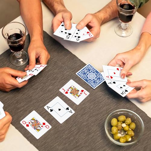 Plastic Playing Cards Waterproof Cards Poker Card 2 Pack Playing Card Large Print for Adults Seniors, Deck of Card Set Poker Cards for Beach Trip Pool Party Games (Blue) - color: Blue