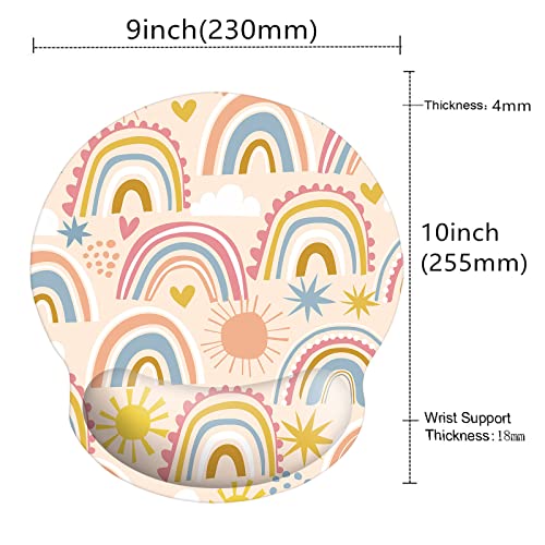 Memory Foam Wrist Support Mouse Pad Comfortable Padded Wrist Mousepads 9in X10in Desktop Notebook Mouse Mat (Cute Rainbow Foam) - color: Cute Rainbow Foam