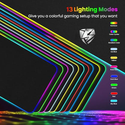 Wireless Charging RGB Gaming Mouse Pad 15W -800x300x4MM-Fast Charging, Ultra-Smooth Surface, Non-Slip Base, 13 Light Modes - Ultimate RGB Mouse Pad for Gamers - Large Mouse Pad Gaming Mat