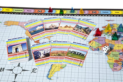 Who Knows Where? - The Location Guessing Educational Family Board Game Where You Guess Famous Geography Locations on a map of The World.
