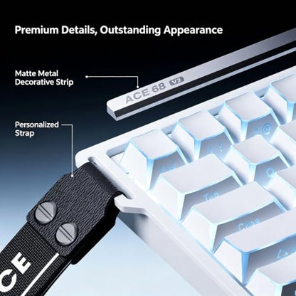MCHOSE ACE 68 V2 Magnetic Switch Keyboard,65% Hall Effect Rapid Trigger Wired Gaming Keyboard with 0.001mm Adjustable Actuation 8K Hz Polling Rate RGB Backlit Side Printed Keycaps for Esports (Black) - color: ACE68 V2-Black