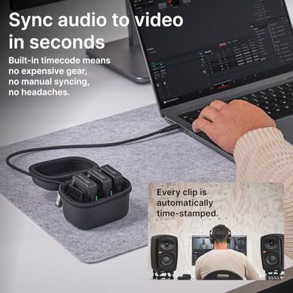 RØDE Wireless PRO Compact Wireless Microphone System with Timecode, 32-bit Float On-board Recording, 2 Lavalier Microphones and Smart Charge Case for Filmmaking and Content Creation | 32-Bit Float Onboard Recording, Timecode, Series Iv 2.4ghz, 32GB Tx Mem