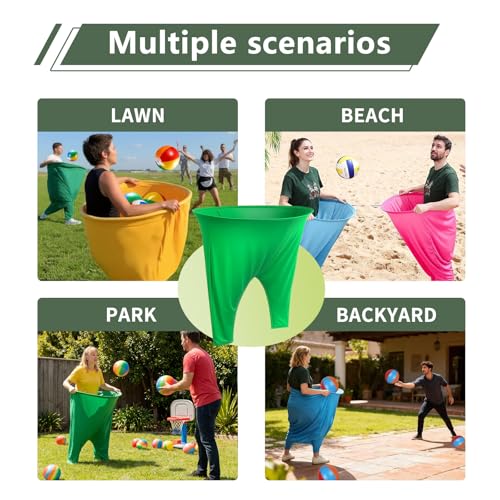 Granny Pants Yard Game with Balls, Giant Pants Catch Game, Outdoor Tossing Party Game for Family Reunion, Birthday, Backyard Fun for Adults & Teens - color: GREEN / YELLOW