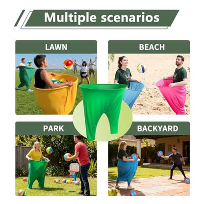 Granny Pants Yard Game with Balls, Giant Pants Catch Game, Outdoor Tossing Party Game for Family Reunion, Birthday, Backyard Fun for Adults & Teens - color: GREEN / YELLOW
