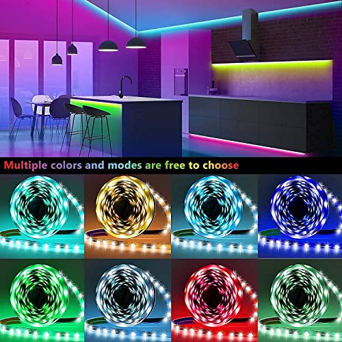 Tenmiro Led Lights for Bedroom, Music Sync LED Rope Lights APP Control with Remote, RGB Led Strip Lights for Room Kitchen Party Home Decoration (65ft) - size: 65FT