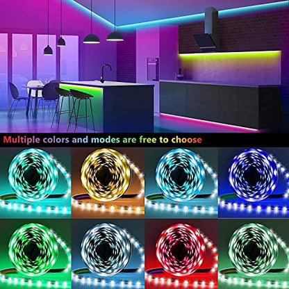 Tenmiro Led Lights for Bedroom, Music Sync LED Rope Lights APP Control with Remote, RGB Led Strip Lights for Room Kitchen Party Home Decoration (65ft) - size: 65FT