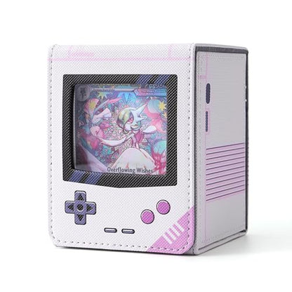 MTG Deck Box with Commander Display Retro Game Console–Style Case (White) | Fit 120 Single Sleeved Cards, PU Leather Magnetic Trading Card Storage Box with 2 Dividers, Compatible with TCG Magic - color: White