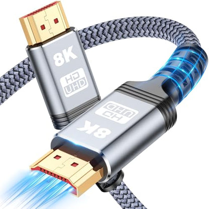 8K 10K 4K HDMI Cable 48Gbps 5FT/1.5M, Certified Ultra High Speed HDMI Cable Braided Cord-4K@120Hz 8K@60Hz, DTS:X, HDCP 2.2 & 2.3, HDR 10 Compatible with Roku TV/PS5/HDTV/Blu-ray - size: 5 Feet