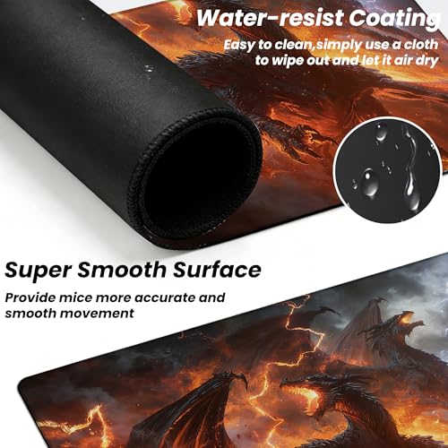 MTG Playmat TCG Card Game Mat Magic The Gathering Play Mat 24x14 Inch - color: Elemental Dragon Rage