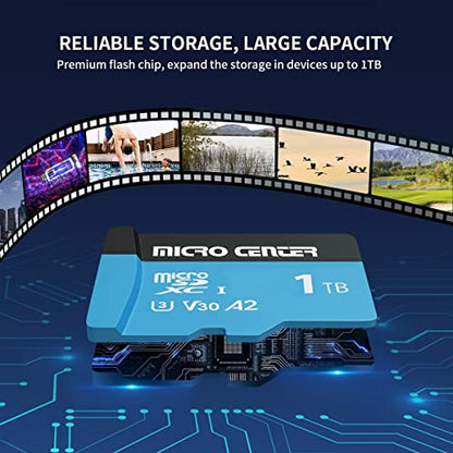 INLAND Micro Center Performance 1TB microSDXC Card, A2 Micro SD Card, UHS-I C10 U3 V30 A2 4K UHD Video Flash Memory Card with Adapter for Smartphones, Tablets, Drones and Action Cameras (1TB) - size: U3 A2 - 1TB