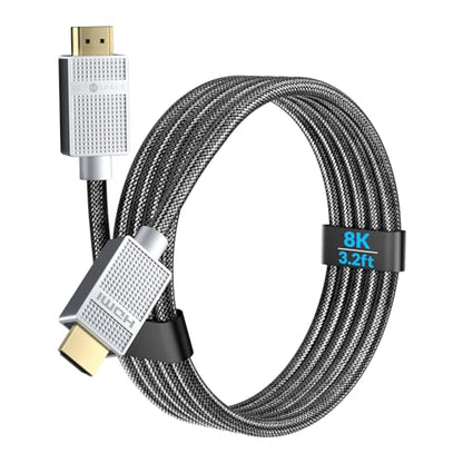 HDMI Cable [Ultra High Speed HDMI HDMI 2.1 Cable 8K@60Hz | 4K@120Hz, 3.2ft Durable Braided Short HDMI Cord for Gaming Monitor -Bandwidth Capability 48Gbps - size: 8K | 3.2ft