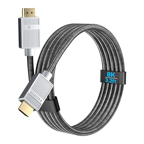 HDMI Cable [Ultra High Speed HDMI HDMI 2.1 Cable 8K@60Hz | 4K@120Hz, 3.2ft Durable Braided Short HDMI Cord for Gaming Monitor -Bandwidth Capability 48Gbps - size: 8K | 3.2ft
