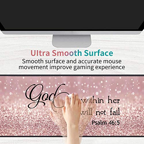 Desk Pad Gaming Mouse Pad,Stitched Edges Design Large Mouse Pad for Laptop Computer Chicago Skyline Scene at Night Desk Writing Mat for Office & Home - color: Bible Verse Psalm 46:5