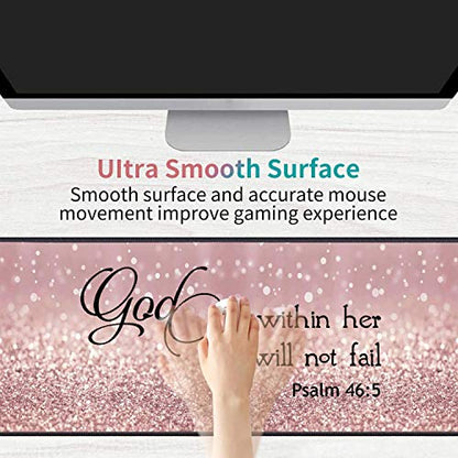 Desk Pad Gaming Mouse Pad,Stitched Edges Design Large Mouse Pad for Laptop Computer Chicago Skyline Scene at Night Desk Writing Mat for Office & Home - color: Bible Verse Psalm 46:5