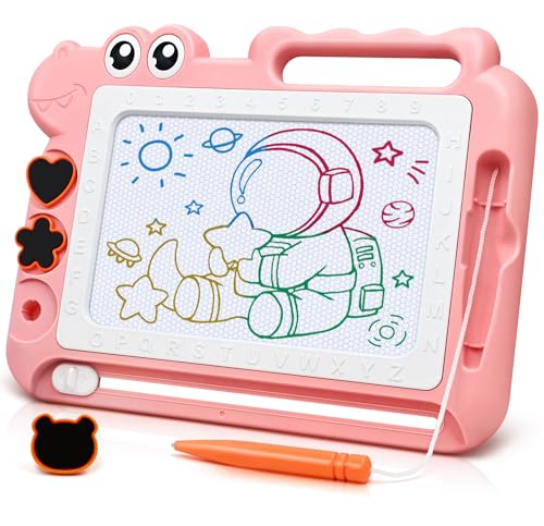 AiTuiTui Magnetic Drawing Board Toddler Toys Gift for Girls Boys, Color Sketch Writing Scribble Doodle Pad Travel Games, Educational Learning Kids Toys for Birthday or Easter (Pink) - color: Dinosaur Pink