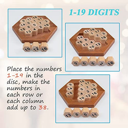 KINGOU Wooden Logic Puzzle Brain Teasers Intellectual Toy Number Puzzle